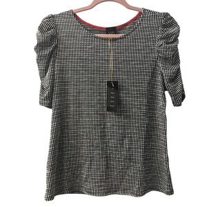 W5 Monochrome Grid Pattern Top